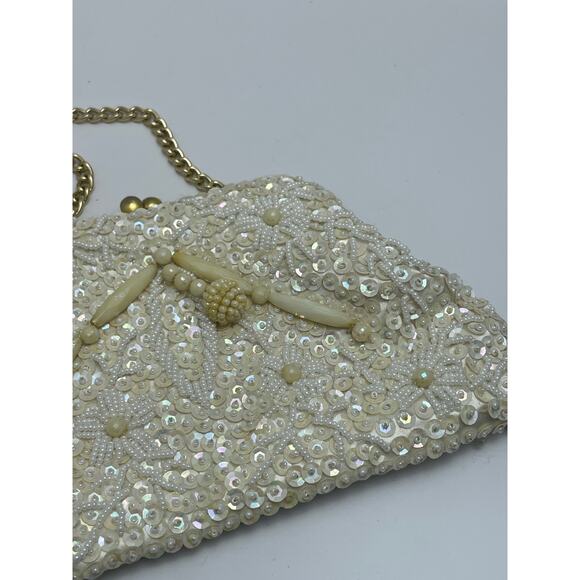 Vintage 1950s Beaded Iridescent Purse Clutch Hand Made in Hong Kong MCM - Picture 2 of 8